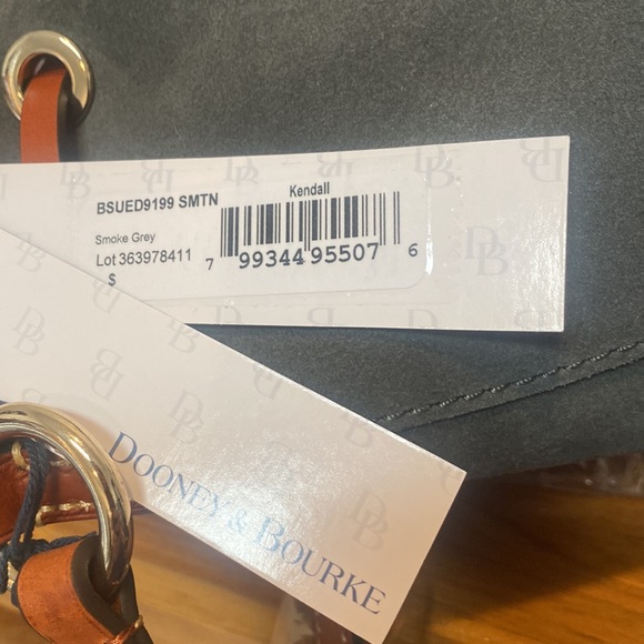 NWT Dooney & Bourke Grey Kendall Suede Bucket Drawstring Bag - Picture 11 of 13